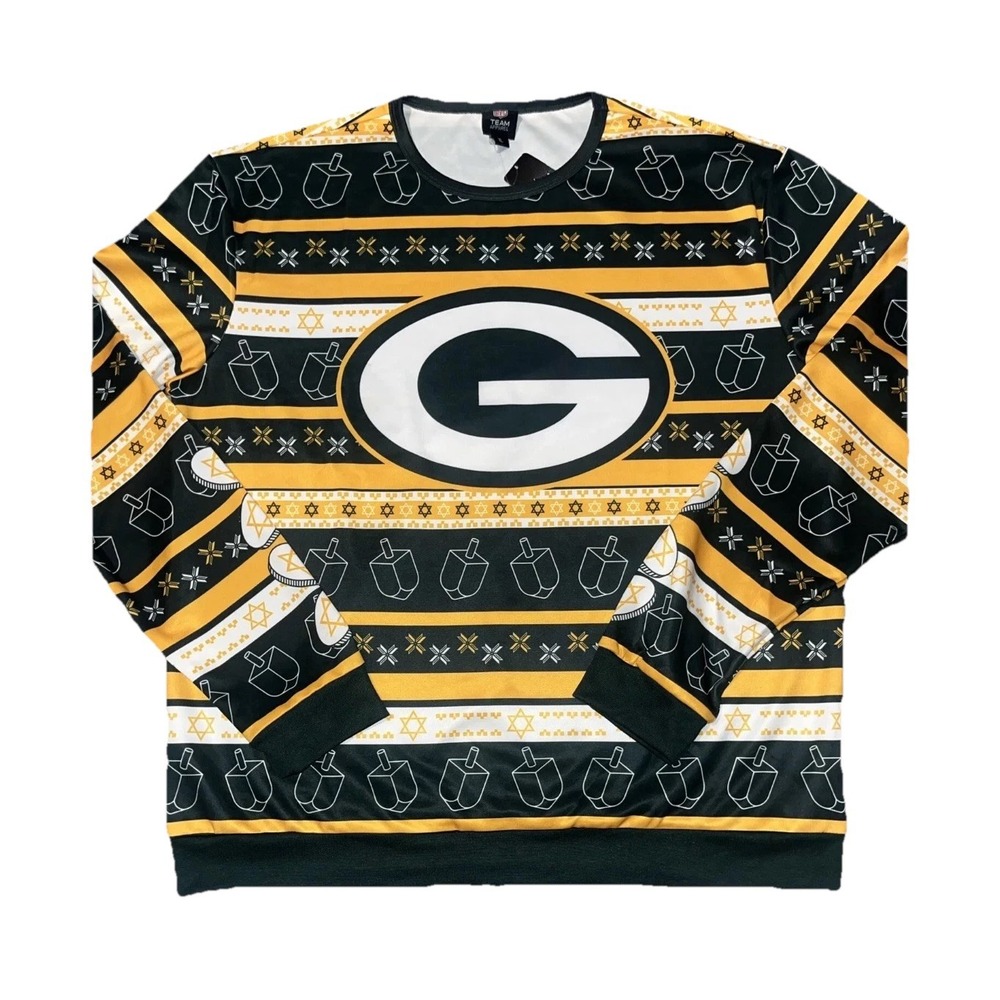 Green Bay Packers Men's Hanukkah Crew Neck Pullover Size XL - NWT Ugly Sweater